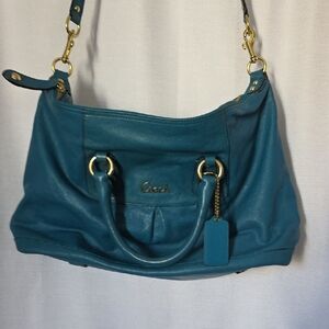 Coach Teal Leather Shoulder Bag